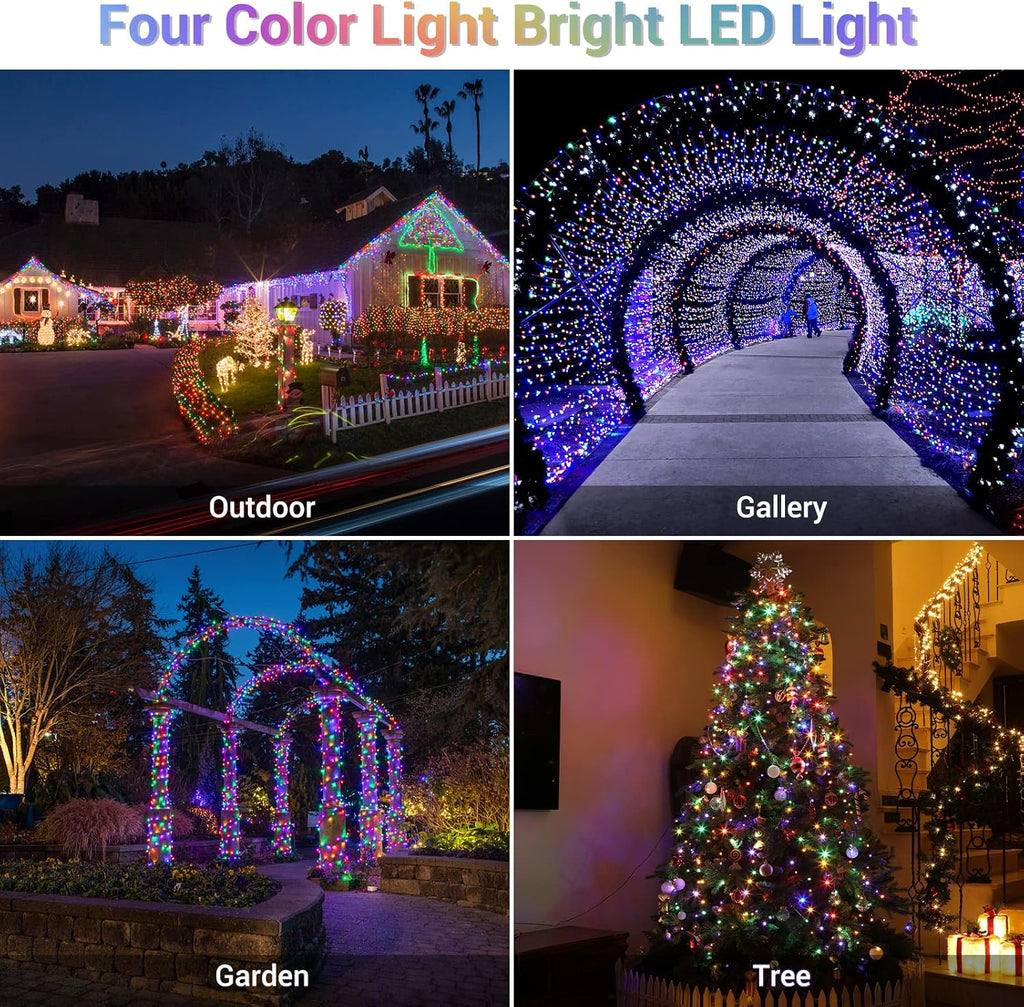 82ft 1000 LED Cluster Christmas Lights - Dark Green Wire Christmas Tree Lights - 8 Modes Outdoor Waterproof Christmas