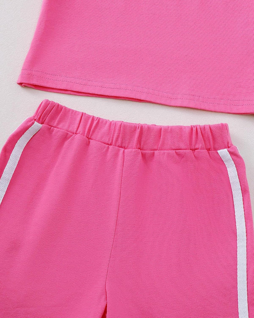 Toddler Baby Girl Clothes Short Sleeve Crewneck Tops T Shirts Solid Color Shorts 2 Piece Set Summer Outfits