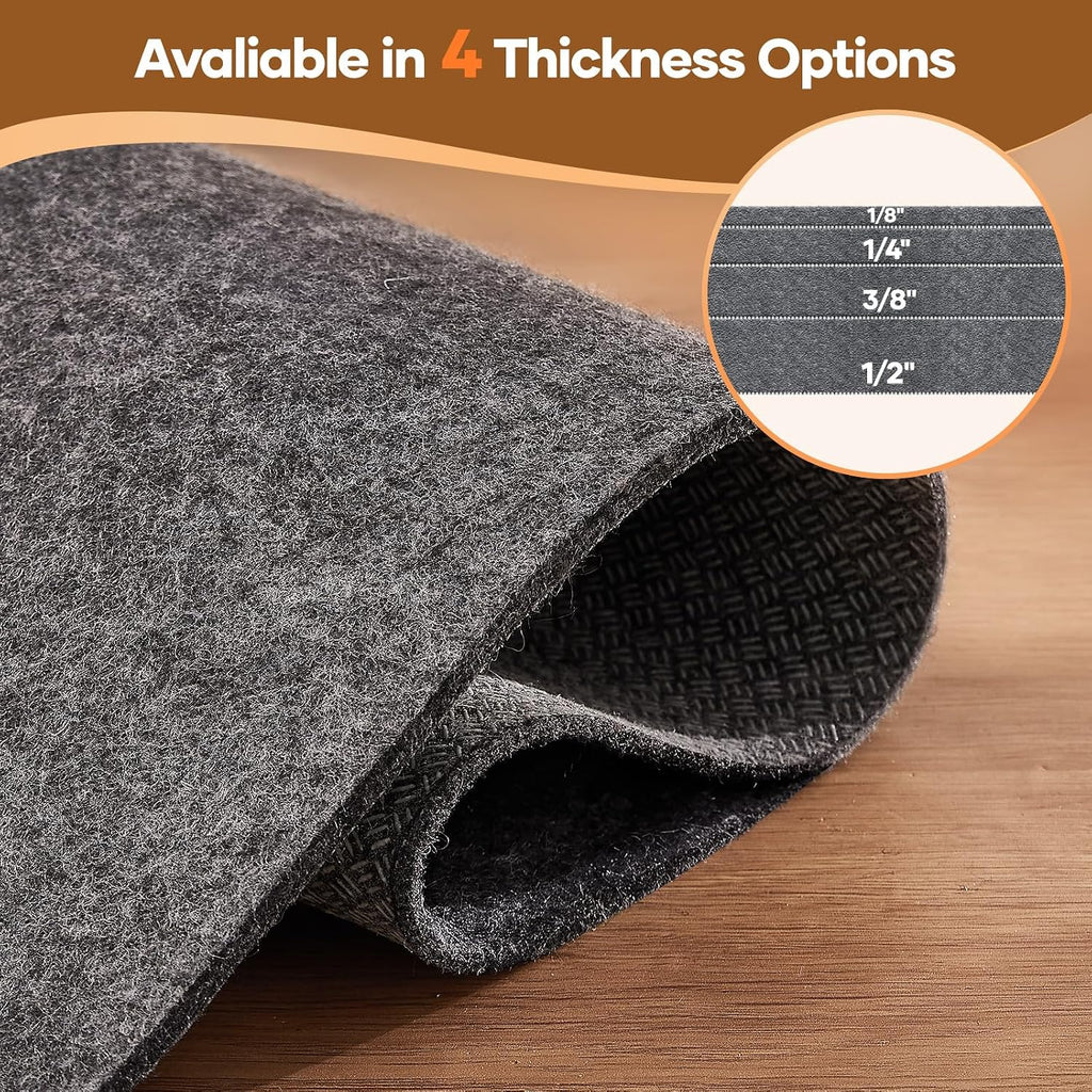 Non Slip Cushioned Rug Pad Gripper, Felt and Silicone Backing, 8 x 10 Ft, 1/8 inch Thick Carpet Liner Protector Mat - Set of 99