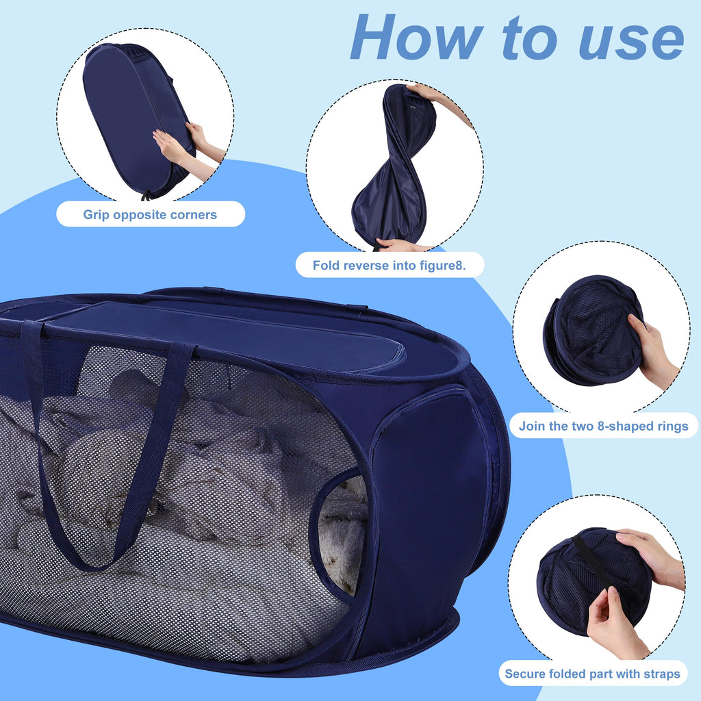 4 Pcs Collapsible Laundry Baskets, Pop-up Laundry Hamper