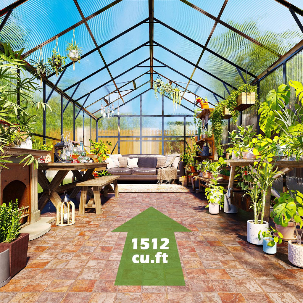 10x18 FT Polycarbonate Greenhouse with 4 Roof Vents