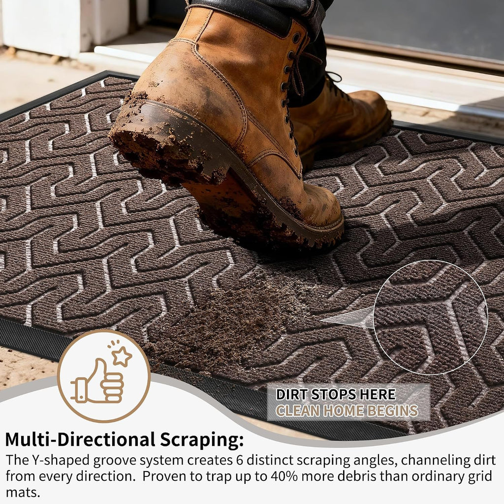 Large Door Mat Outside Entrance 36x24, Waterproof Heavy Duty Outdoor Mats for Front Door, Non Slip Rubber Entry Mat