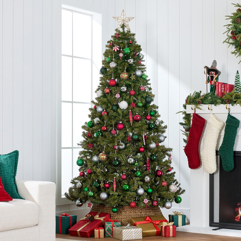 Artificial Christmas Tree, 4.5ft Premium Unlit Realistic Spruce Holiday Décor w/Dense Branches, Easy Assembly, Metal