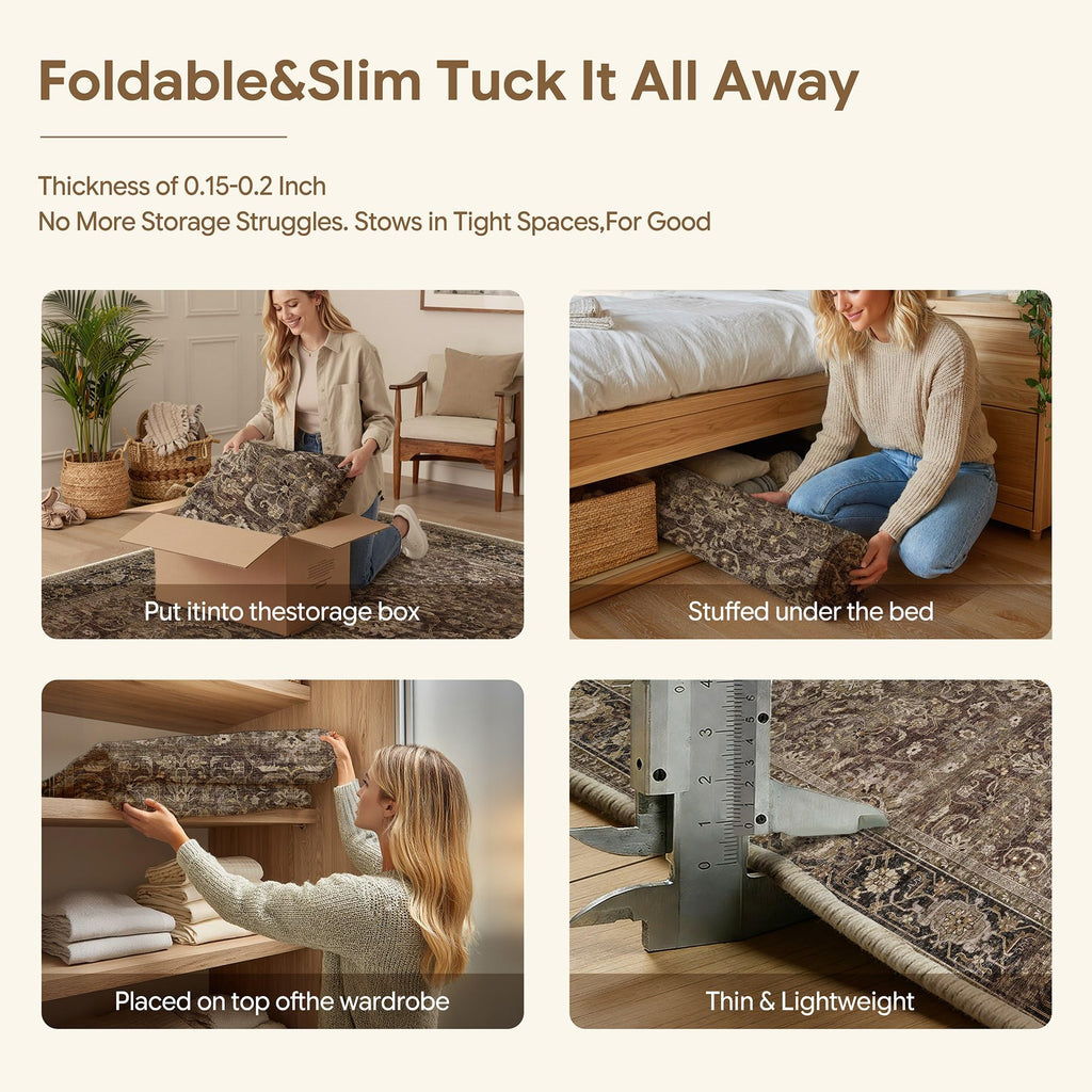 Brown Washable 3x8 Runner Rugs Entryway