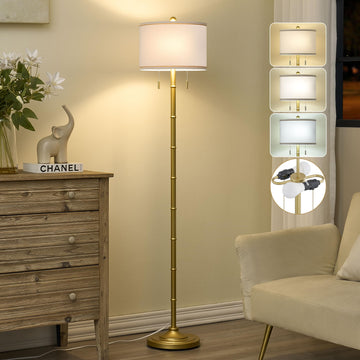Upgraded Glod Floor Lamp, 9w Bulbs Included, Brass
