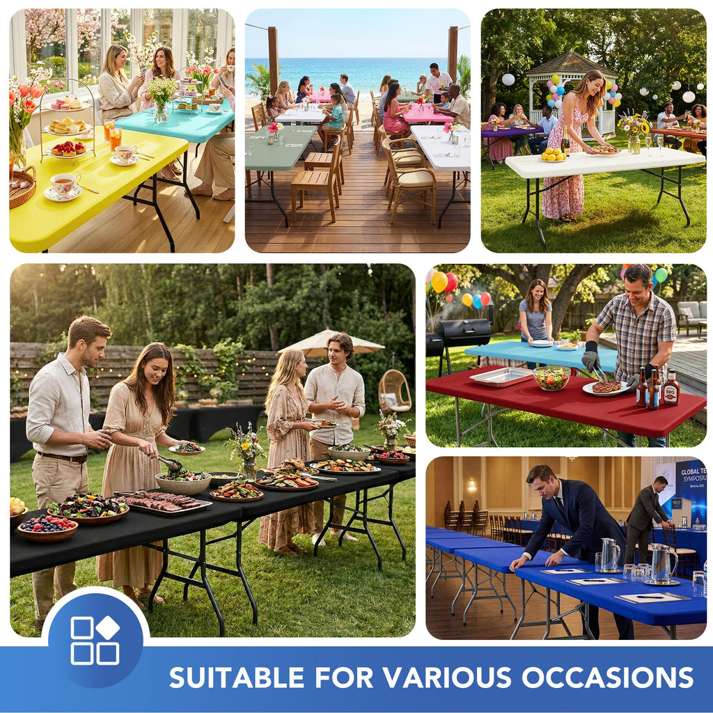 Fitted Tablecloth for 6 Foot Rectangle Tables-Black Picnic Table Covers