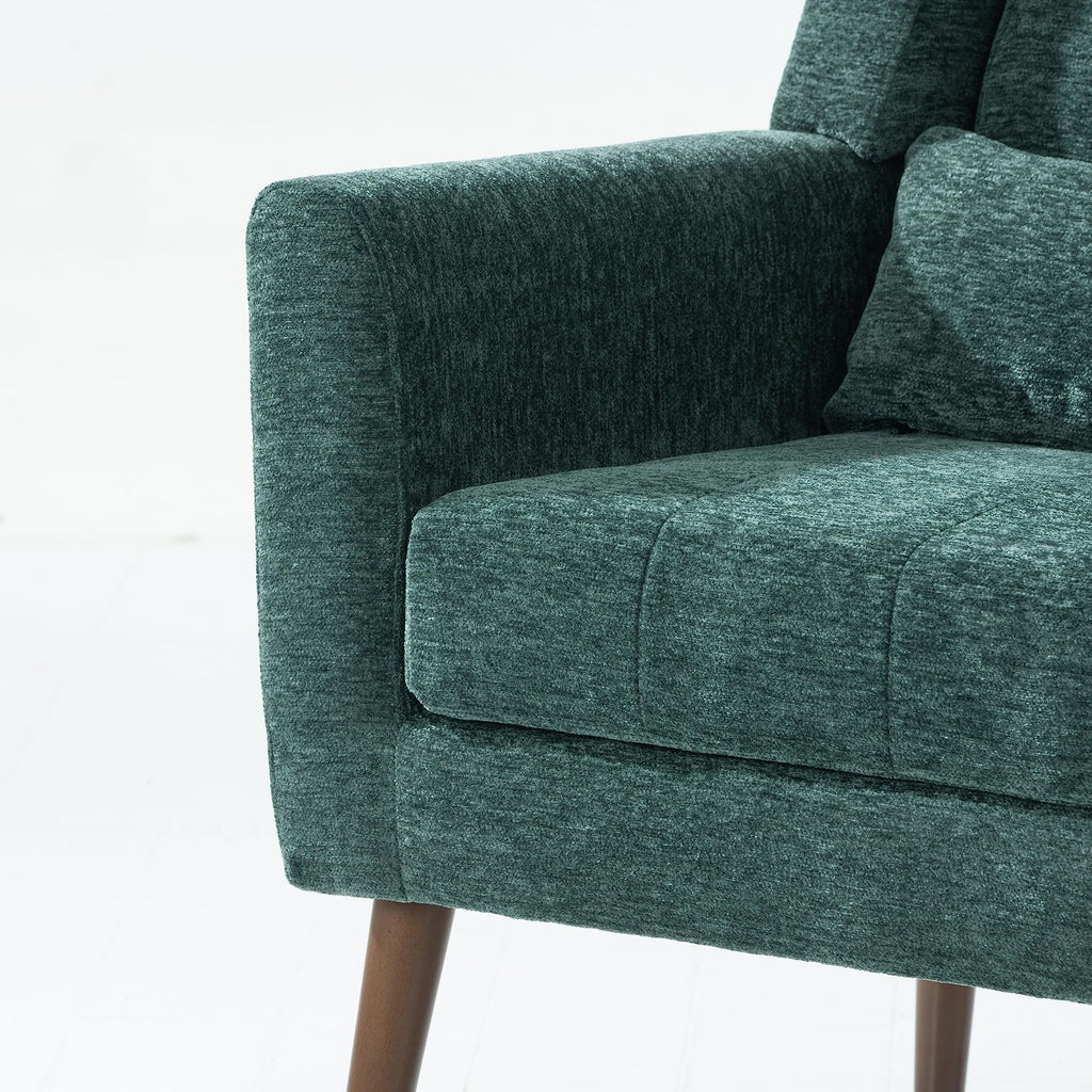 Modern Accent Chair Chenille Fabric Upholstered Tufted Side Chair Wingback Chair, Mid Century Reading Armchair with