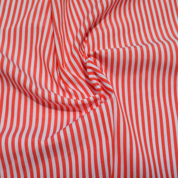 Stripe Fabric by the Yard | Striped Cotton Blend Red and White Cloth | Shirt Dress Curtain Tablecloth Crafting