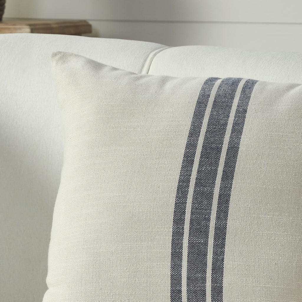 Market Place Blue Grain Sack Stripe Pillow Cover 20" x 20"