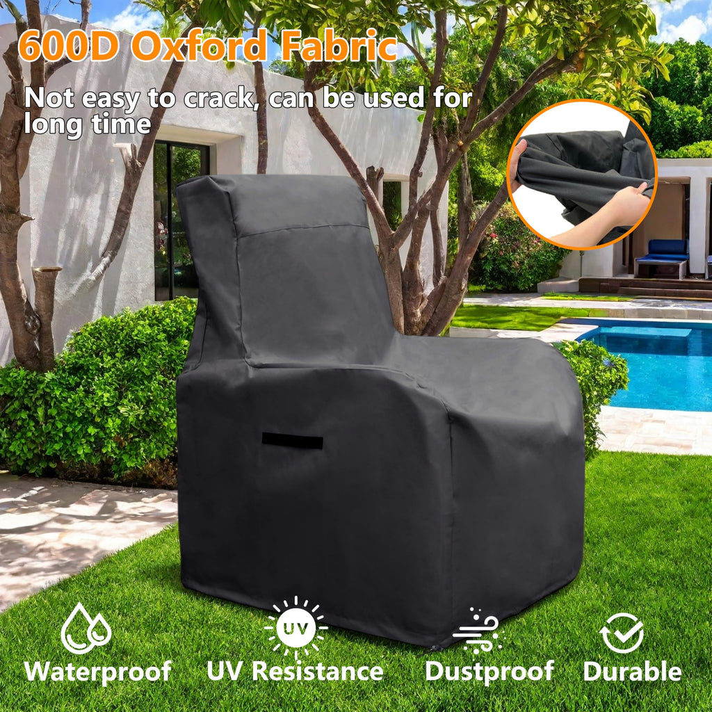 Outdoor Chair Covers Waterproof Patio Recliner Cover 600D Oxford Fabric Wicker/Rattan Chair Covers (Black)