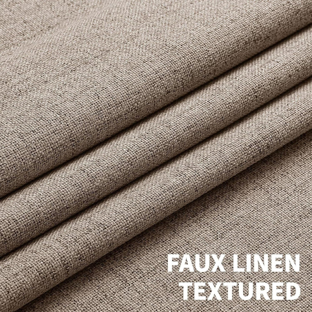 100% Blackout Curtains 2 Panels Set, Faux Linen Room Darkening Long Drapes With Grommet, Thermal