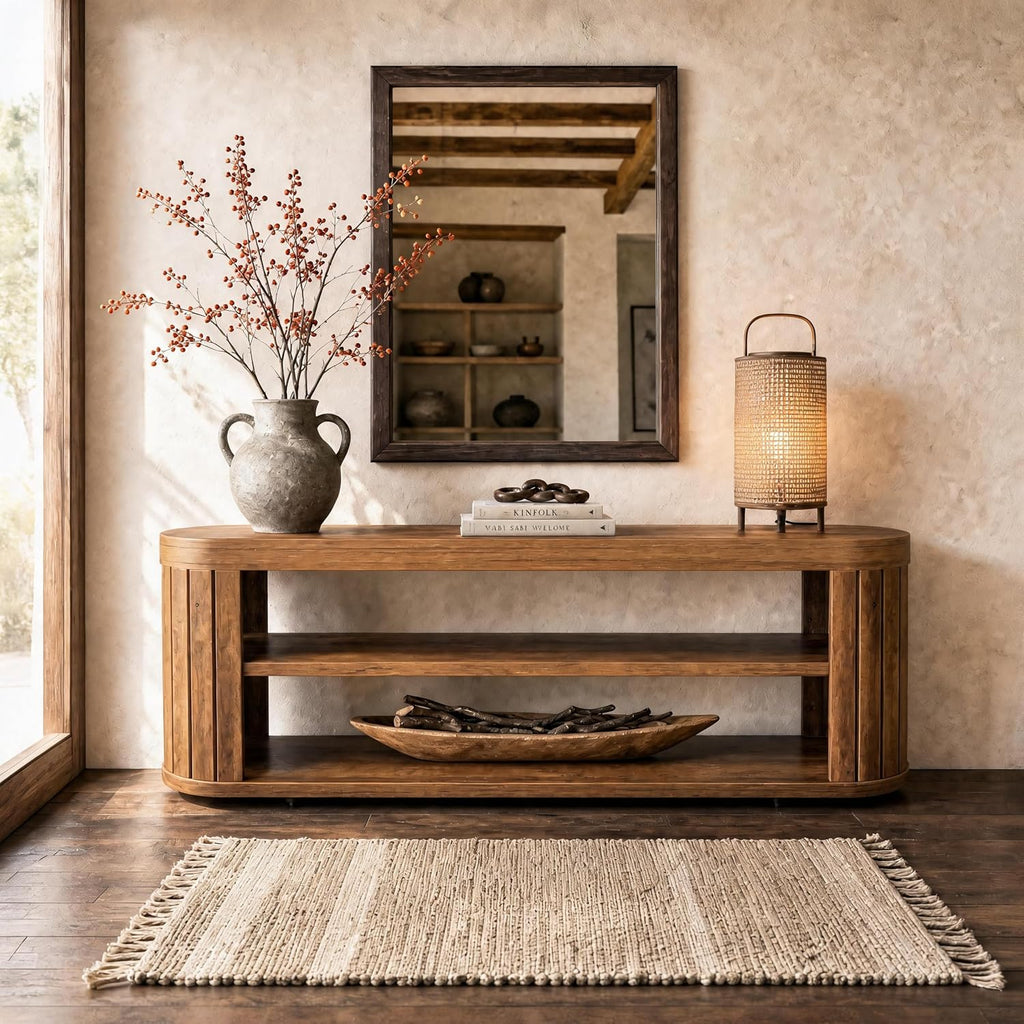 47.2 in. 3-Tier Entryway Bench with Shoe Storage,Farmhouse Wooden Foyer Bench with Adjustable Foot Pads,End of Bed