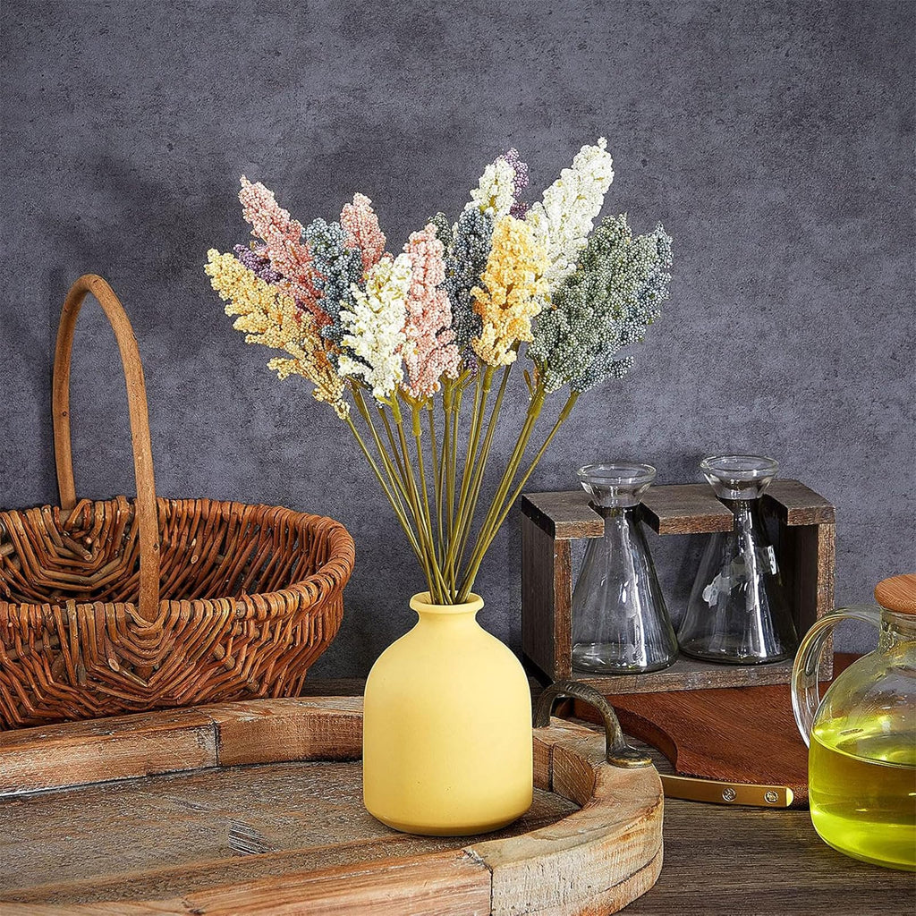 48 Pcs Artificial Breath Flowers Pastel Foam Berry Spike Picks Mini Fake Vanilla Flower Faux Bouquet Vase Wedding