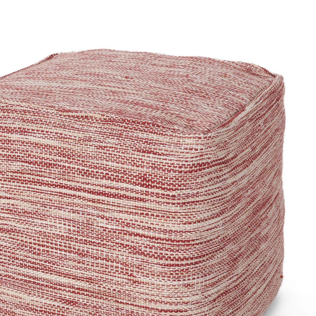 Noble House Deja Boho Yarn Pouf in Red and White