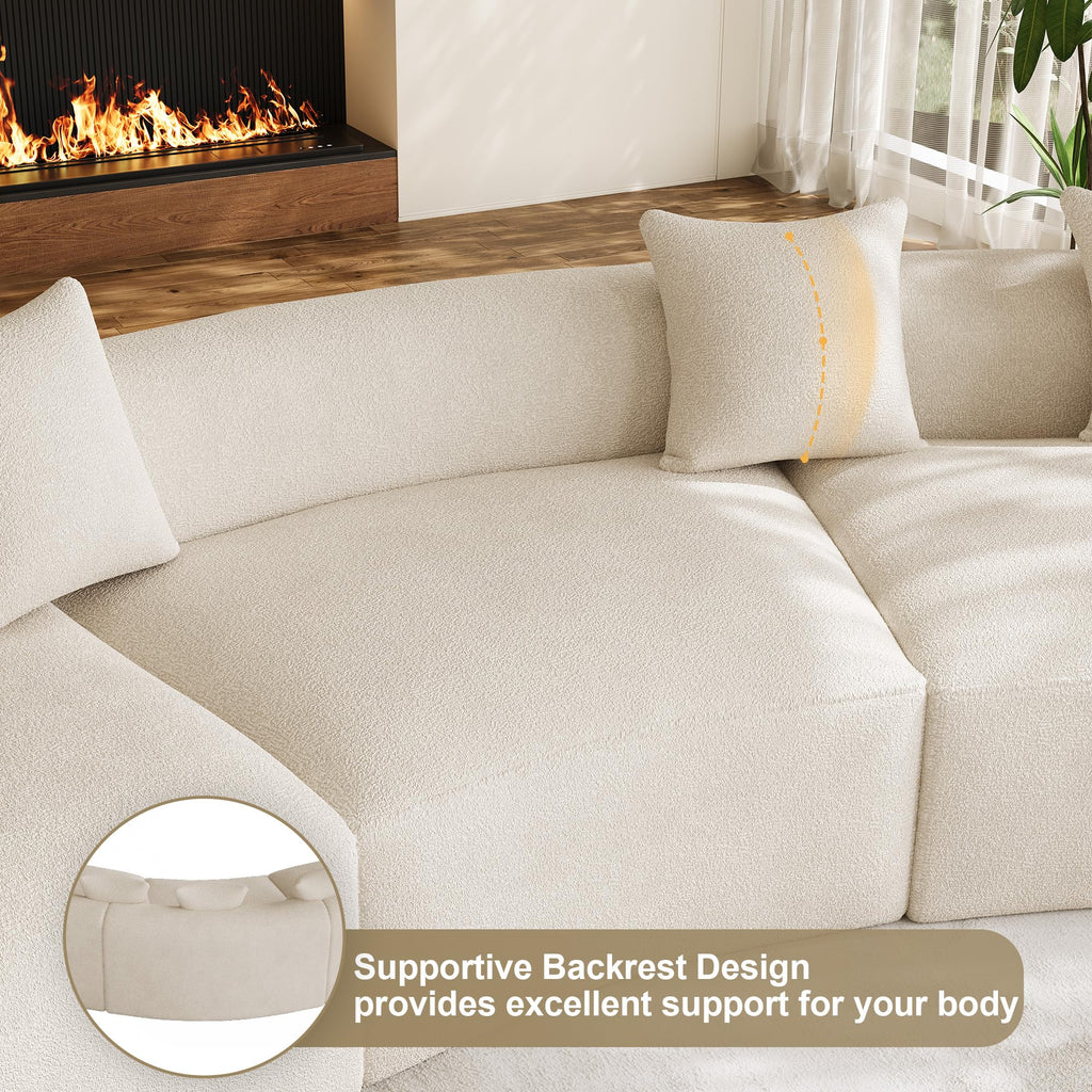 134" Modern Curved Sectional Sofas, Beige White