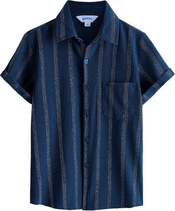 Boys Shirts Casual Button Down Shirt Short Sleeve Dress Shirt