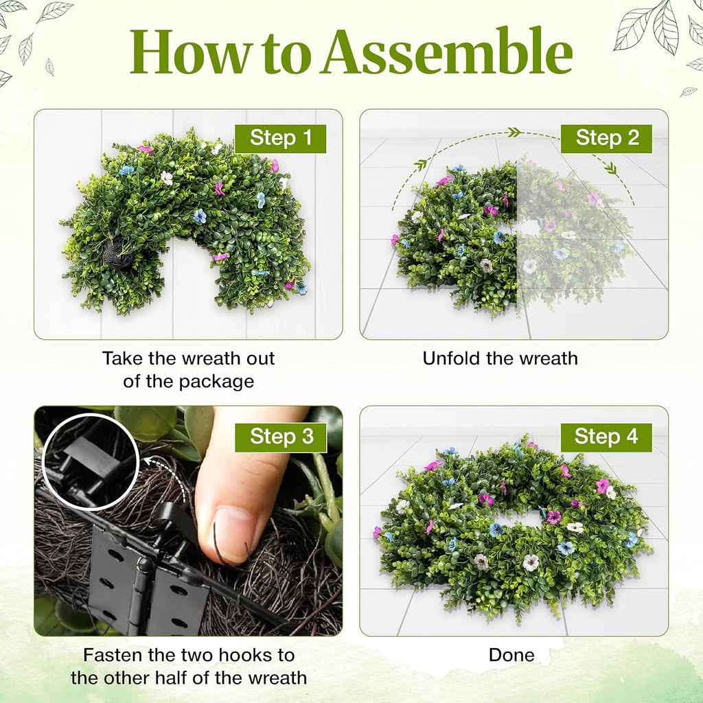 28-inch Artificial Boxwood Wreath, Wreaths for Front Door,Artificial Greenery Decor, Evergreen All Year Round