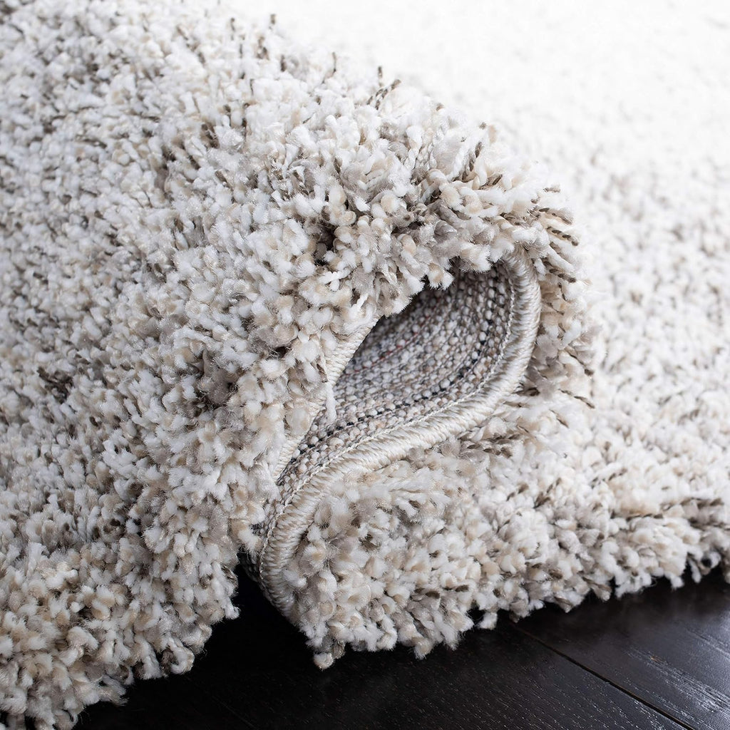 Hudson Shag Square Rug 7', Plush Ivory & Grey SGH295B