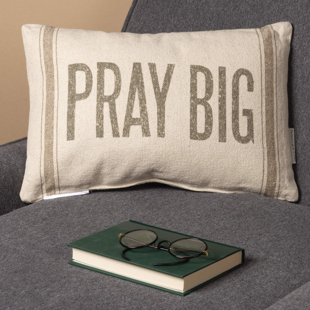 Light Striped Pillow, 15 x 10-Inches, Pray Big