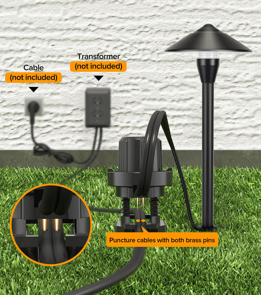 12V Low Voltage Pathway Lights, Die-cast Aluminum Pathway Lights with Connectors,IP65 Waterproof Outdoor Landscape