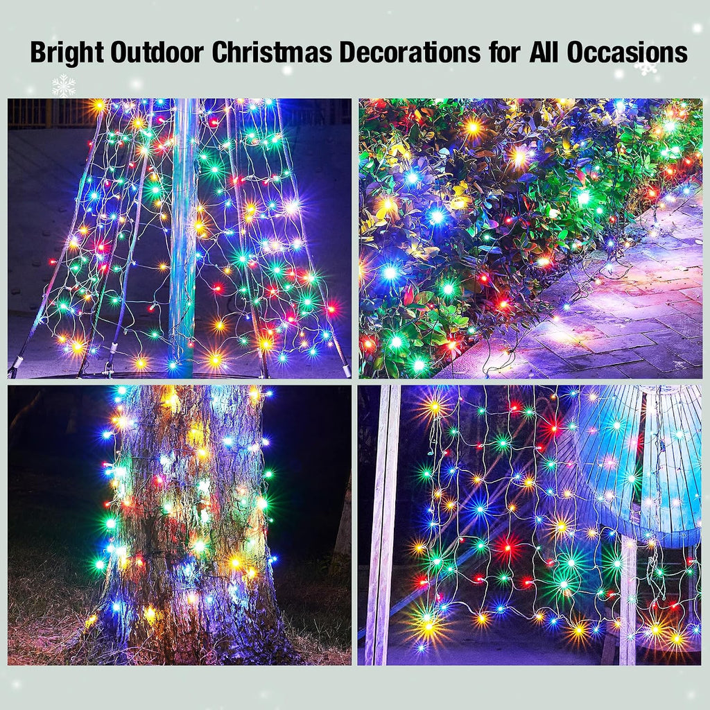 Led Multicolor Christmas Net Lights Outdoor Christmas Bushes Lights 120Led 6ftx5ft, Connectable Outdoor Indoor Mesh