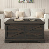 35.5''W Square Coffee Table Farmhouse Lift top Coffee Table with Large Hidden Storage, Wood Center Table, Dark Brown