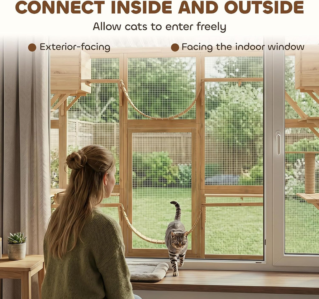 Catio Outdoor Cat Enclosure Window, 118" x 37.5" x 74", Yellow