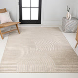 JONATHAN Y Hallie High-Low Curve Beige/Cream 8x10 Indoor/Outdoor Area Rug, Minimalist, Japandi, Geometric