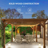 20' x 10' Outdoor Pergola, Wood Gazebo Grape Trellis with Stable Structure and Concrete Anchors for Climbing Plant