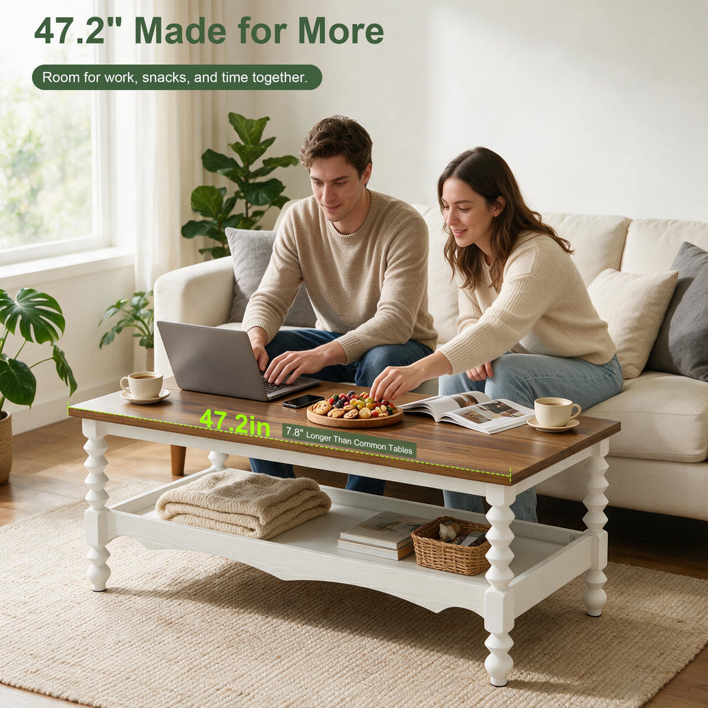 Wood Coffee Table, Classical Coffee Tables, Center Table, White 120