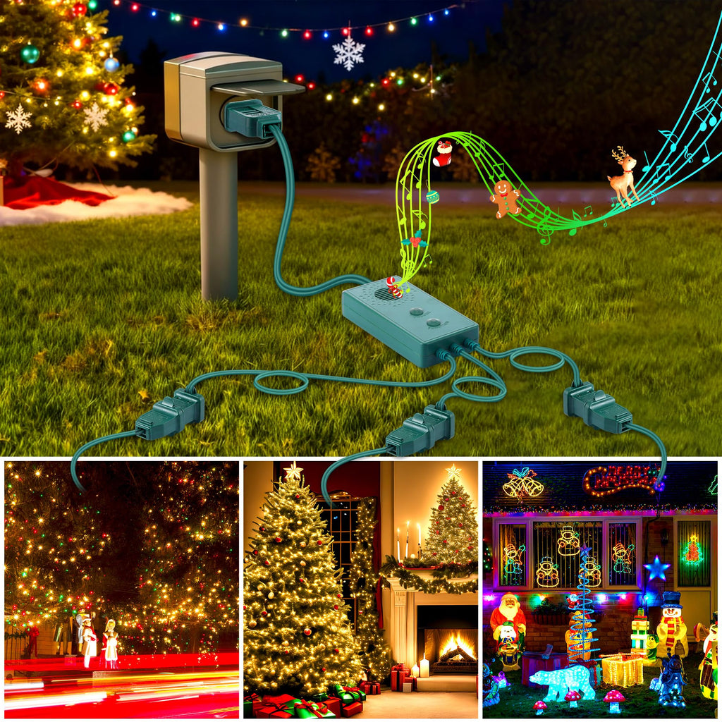 Vintage 90s Musical Christmas Lights Controller, Singing Christmas Tree Lights Controller with 25 Holiday Songs, 7