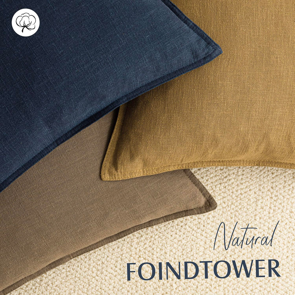 Linen Solid Decorative Throw Pillow Covers 20x20 Cocoa Brown