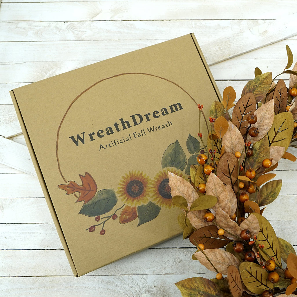 20'' Fall Wreath Autumn Wreath for Front Door Porch Home Decor