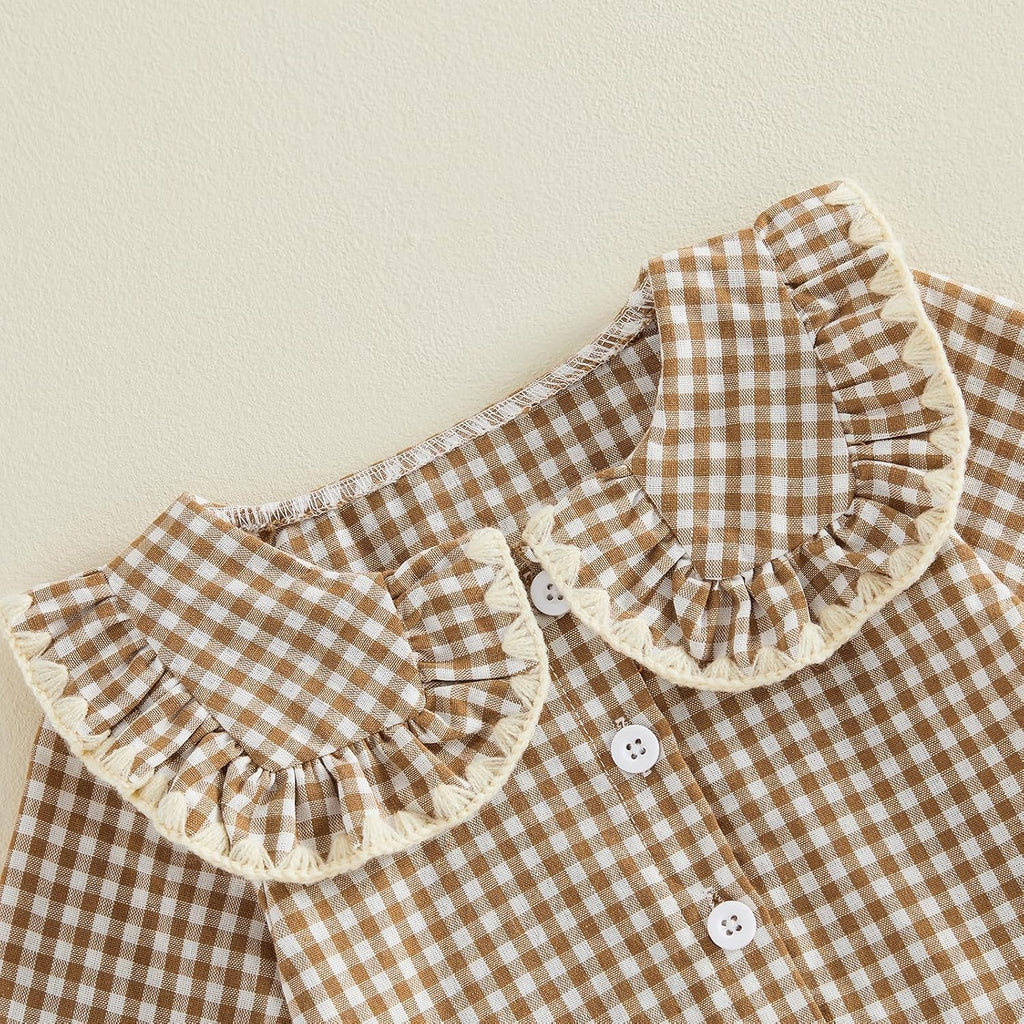 Toddler baby girl fall clothes kids long sleeve shirt pants plaid gingham clothing set girls 2 piece outfits