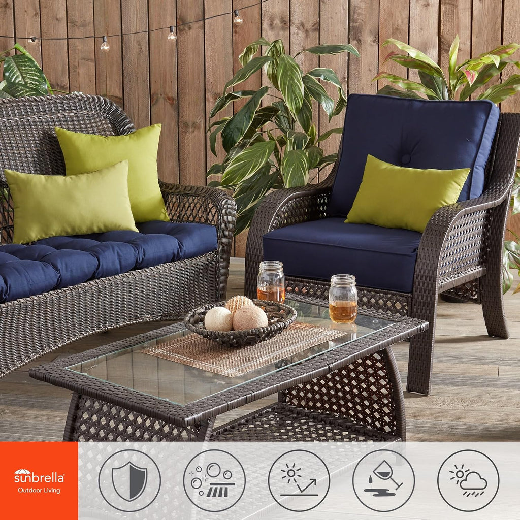 Outdoor 2-Piece Sunbrella Premium Deep Seat Cushion Set, Canvas Navy