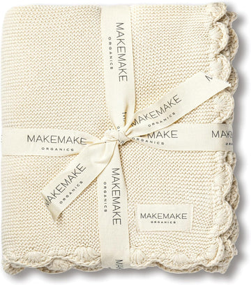Scalloped Knit Baby Blanket - GOTS Certified Organic Cotton, Swaddle, Receiving & Stroller Blanket for Newborn Infant