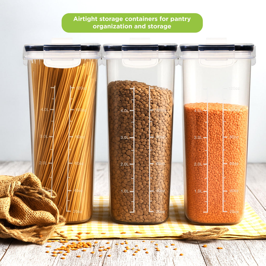 Cereal Containers Storage Set with Lids, 4 Pack, 4L (135 Oz)