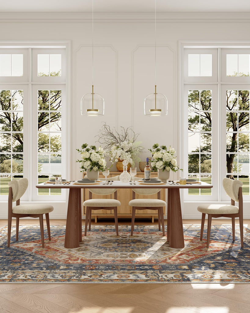 71" Modern Dining Table for 6, Matte Heavy-Duty Dinner Table, Sintered Stone Dining Tabletop with Solid Wood