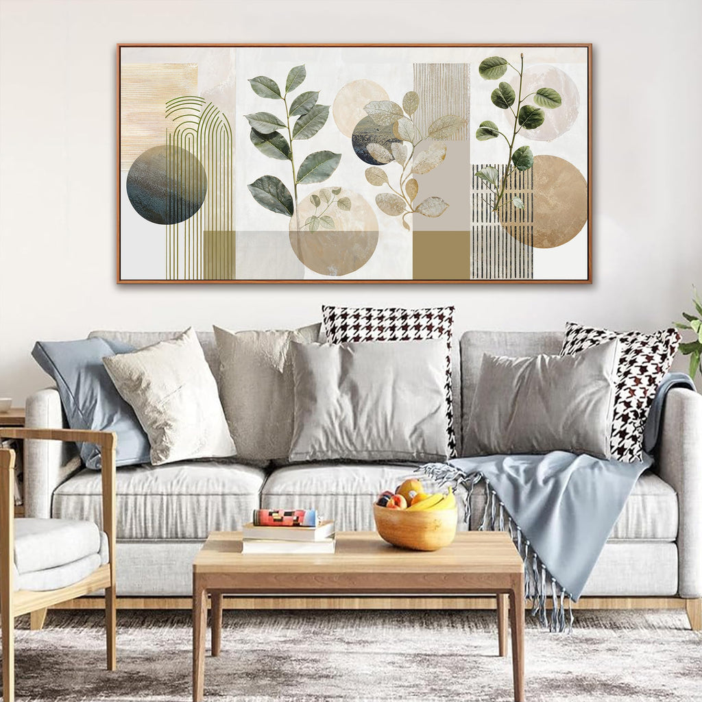 Framed Mid Century Boho Canvas Wall Art Decor Living Room 24" X 48"