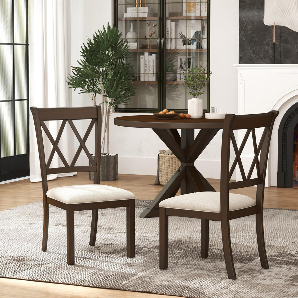 Windvale Fabric Upholstered Dining Chair, Set of 2, Espresso