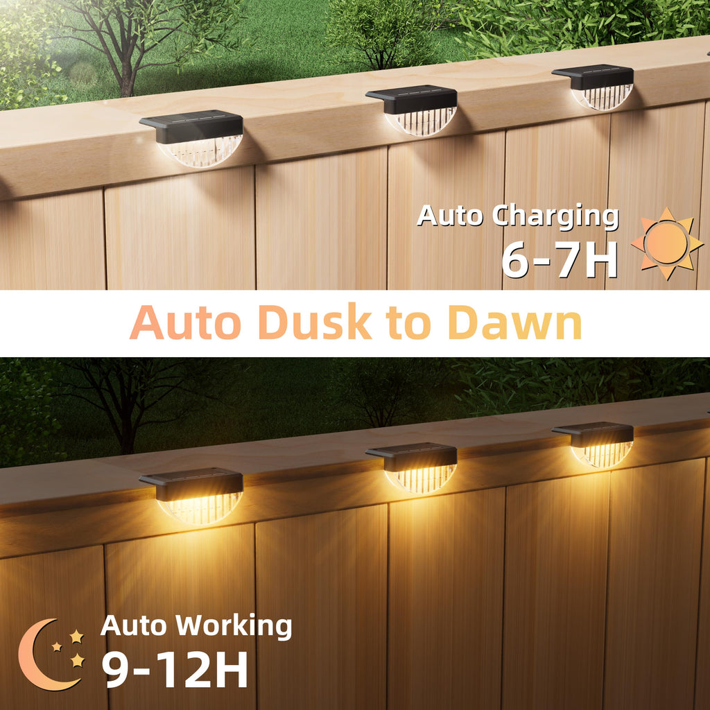 24 Pack Solar Deck Lights Outdoor, Warm White LED Solar Step Lights for Outside, Waterproof Fence Light, Deck
