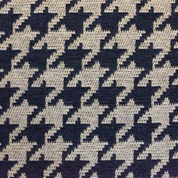 54" Wide Drapery Upholstery Chenille Fabric Houndstooth By The Yard (Navy)