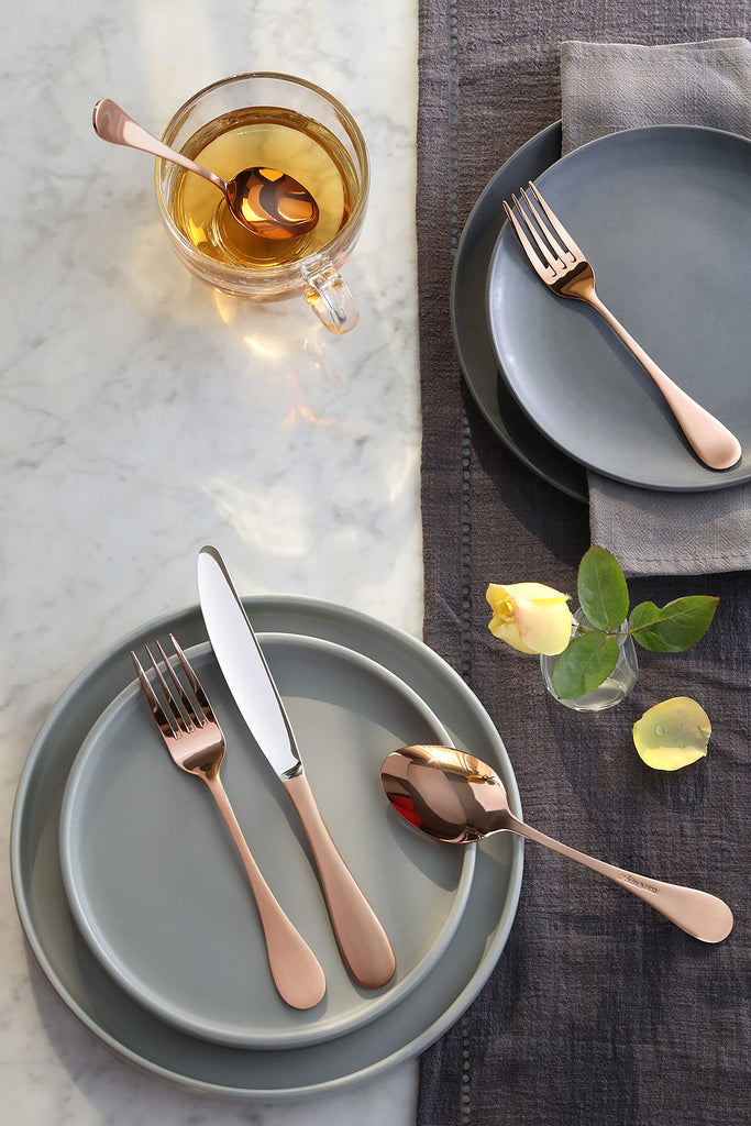 Rain Stainless Steel Flatware 20-Piece Set, Copper Finish