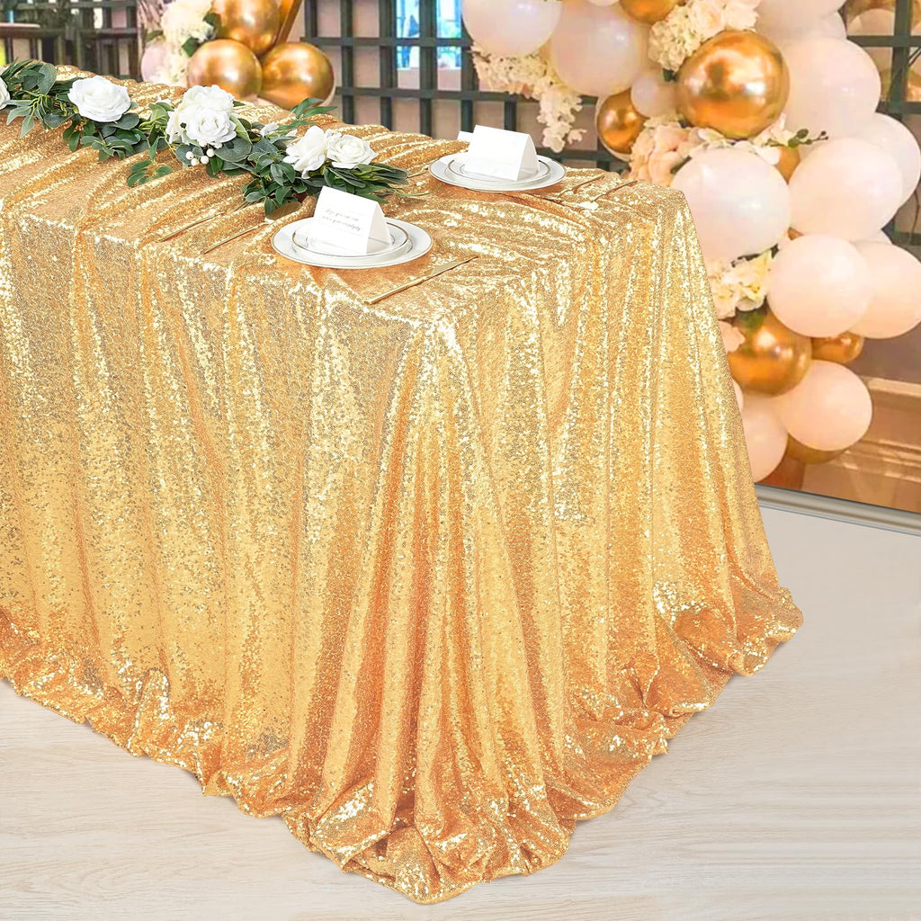 Gold Sequin Tablecloth 60"x102" Wedding Glitter Table Cloth