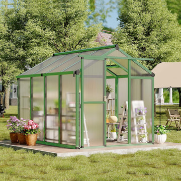 6×8 FT Greenhouse, Large Walk in Greenhouses for Outdoors and Garden Planting, Polycarbonate Greenhouse with Enhanced