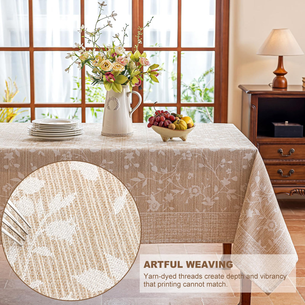 French Country Beige Floral Tablecloth Rectangle 60"x90"