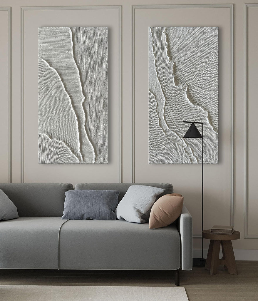 Thick Texture White Abstract Oil Painting Thick Texture Texture Beach Wave Landscape Painting Family Wall Art Deco