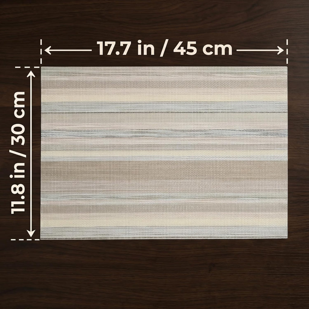 Textile Placemats - Heat Resistant Non-Slip Wipeable Place Mats for Party/Indoor/Outdoor Kitchen Dining - Set of 6