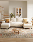 U-Shaped Sectional Couches for Living Room | 112 Inch Modern Sectional Couch | Warm White Chenille Sofa with Double
