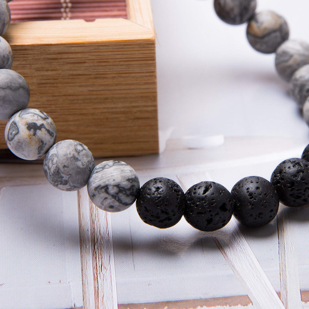 Essential Oil Bracelets, Lava Rock Stone Beads Diffuser Bracelet Gemstone Aromatherapy Bracelet(Pack of 3)